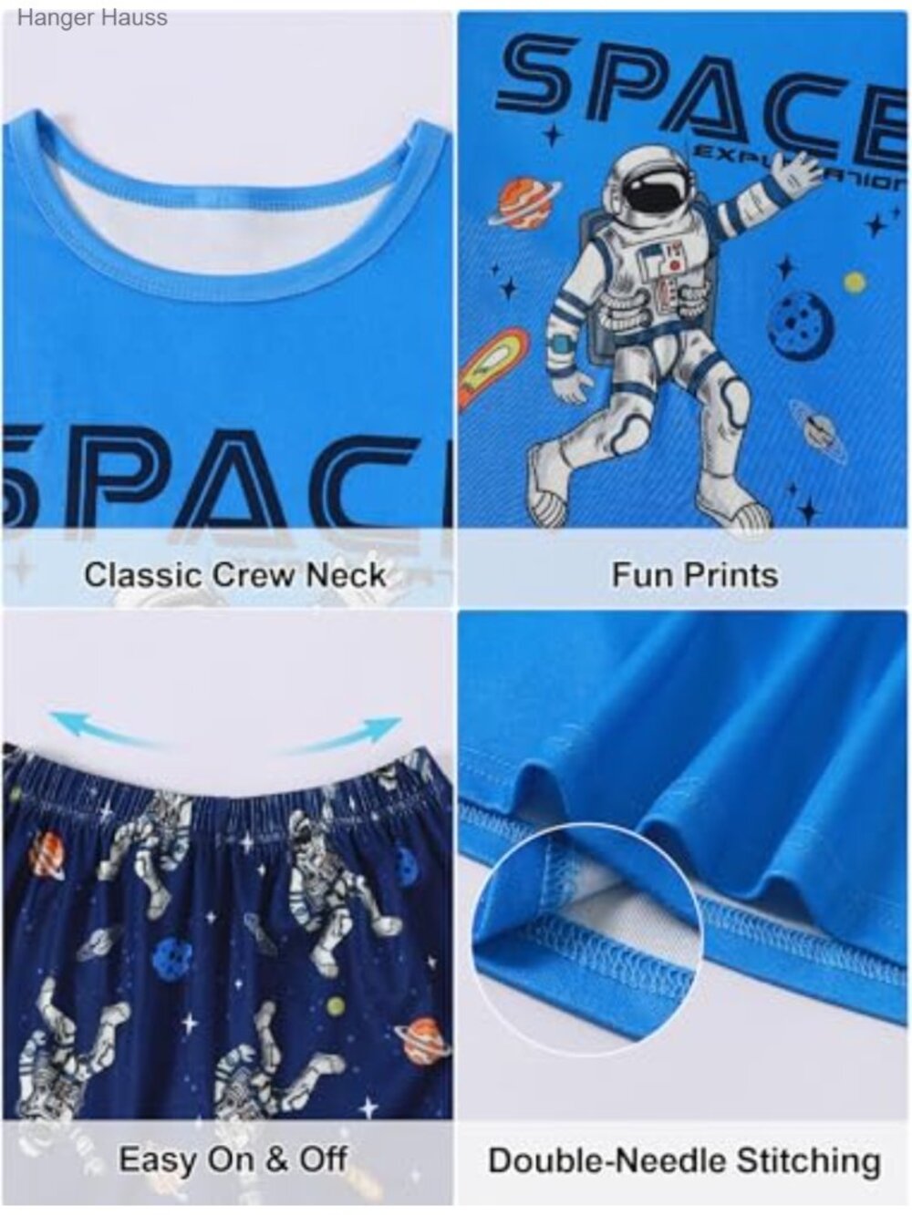 Kids Boys Pajama Set 2 Piece Short Sleeve Soft Stretchy Summer Sleepwear - Picture 4 of 6